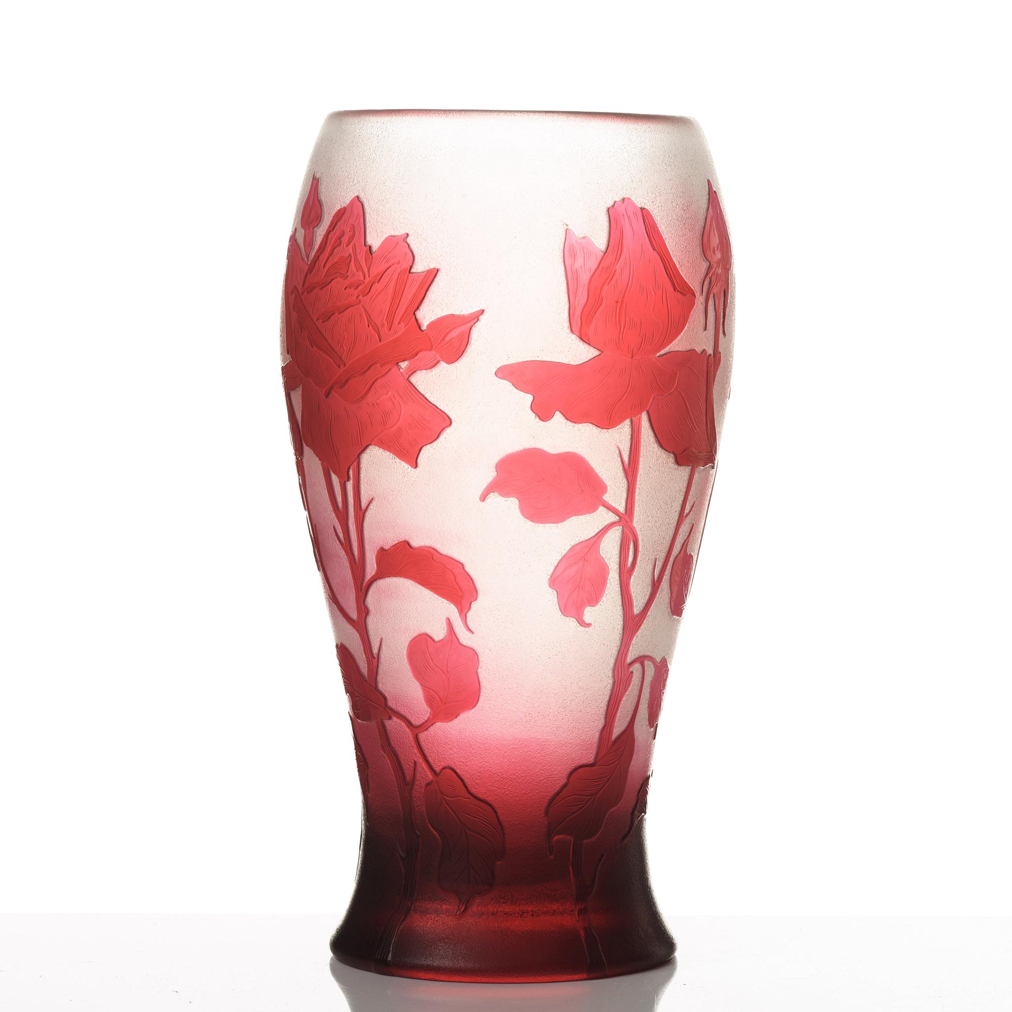 Karl Lindeberg, an Art Nouveau cameo glass vase, Kosta early 20th century.