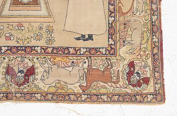 An antique Kerman Laver rug, South Persia, signed c.206 x 133 cm.