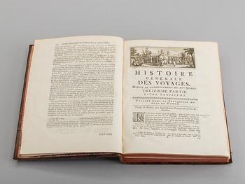 ANTOINE FRANCOIS PREVOST, "HISTORIE GENERALE DES VOYAGES... ASIEN" 3 vol, utgivare Pierre d' Hondt 1753,1755.