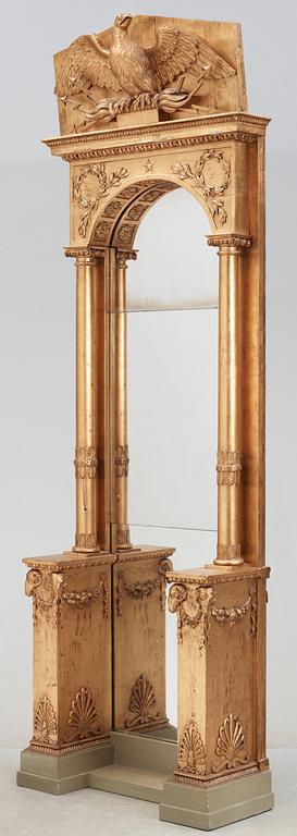 SPEGELTRYMÅ. Tillskriven Petter Gustaf Bylander (spegelfabrikör och skulptör i Göteborg 1804-1859). Empire.