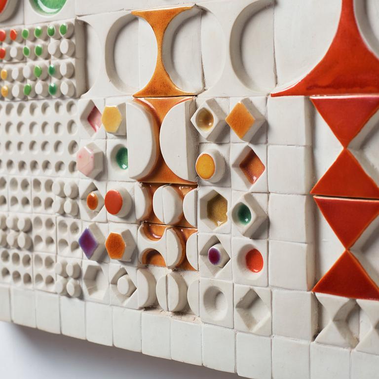 Rut Bryk, a stoneware wall relief, Arabia, Finland 1970's.
