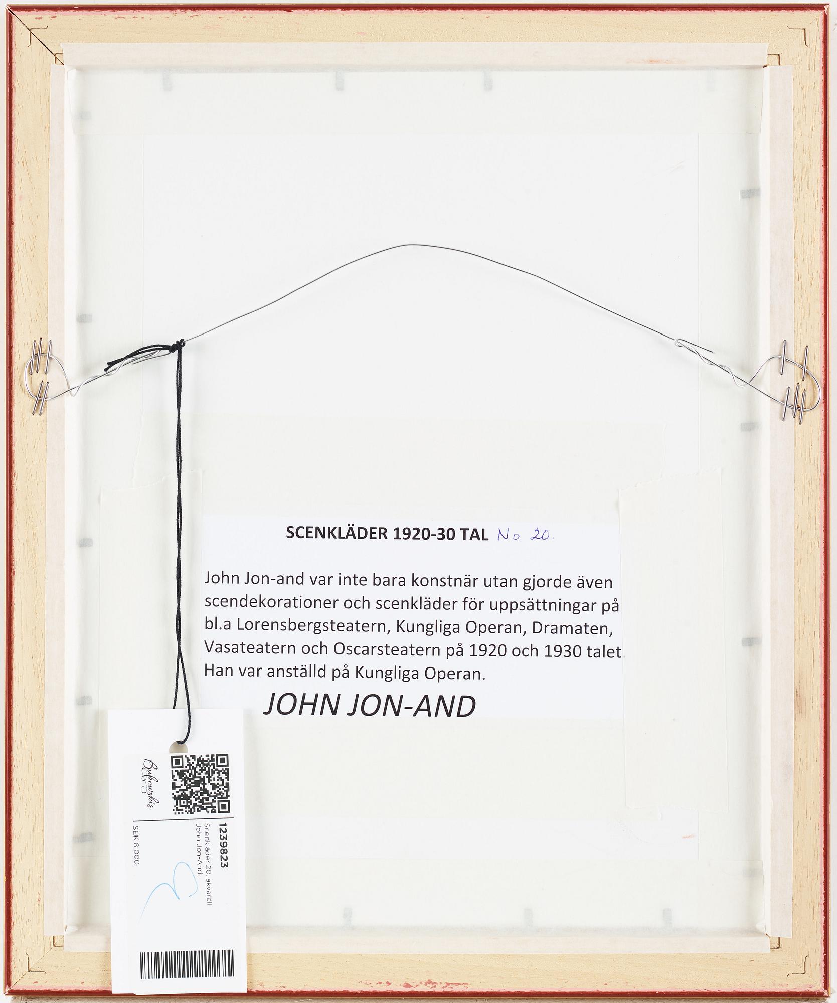 John Jon-And, watercolour/gouache, stamped signature.
