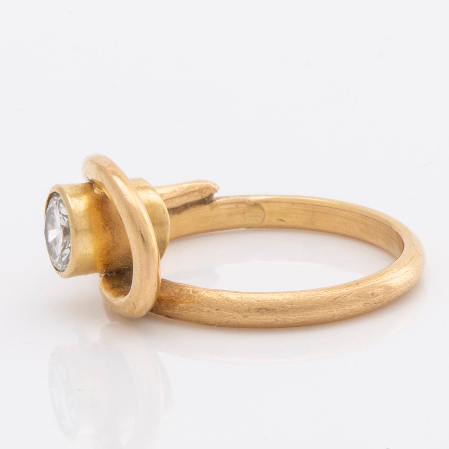 RING 18k gold 1 brilliant-cut diamond 0,47 ct inscribed, ca H-I VS.