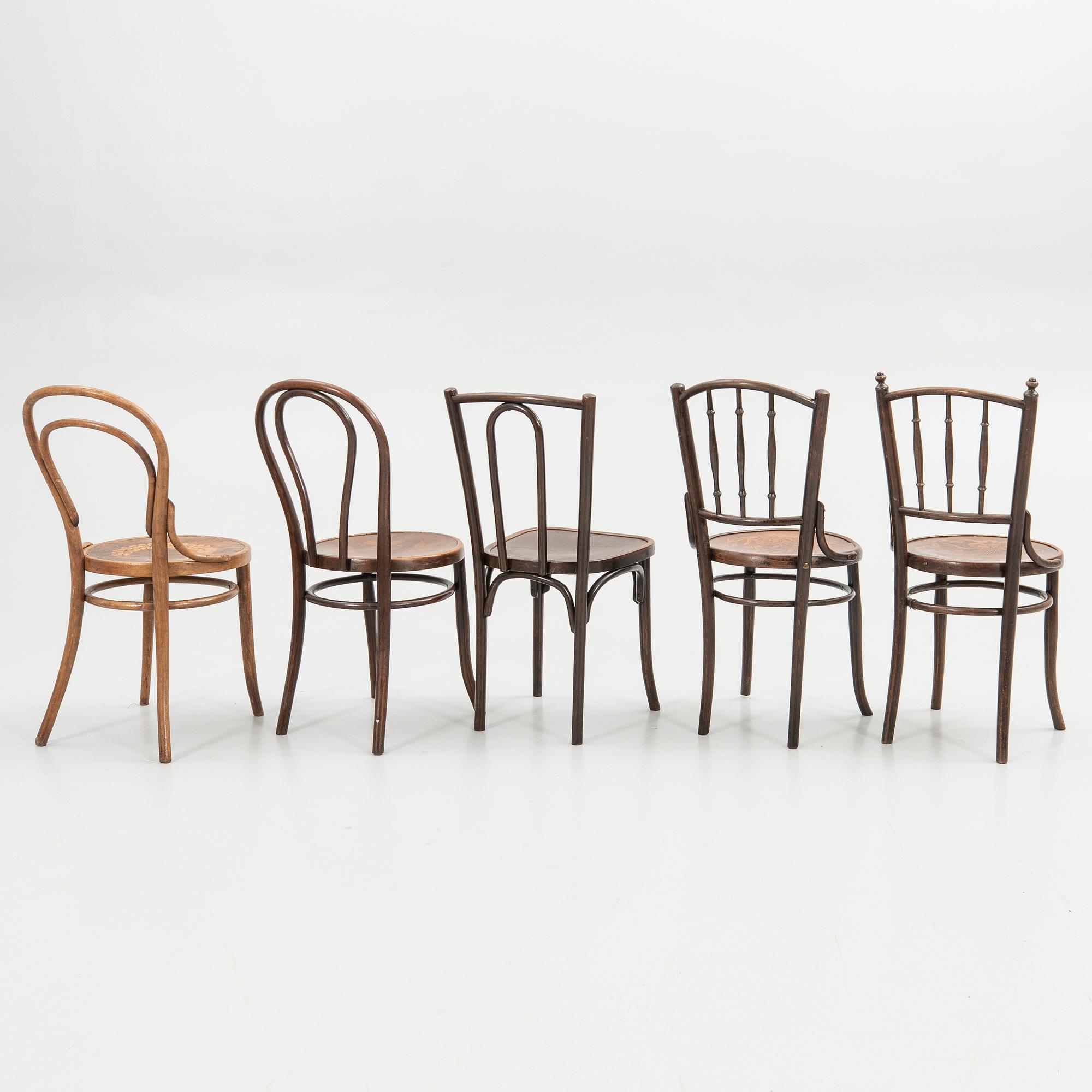 Chairs, 7 pieces, including Thonet, early 20th century.
