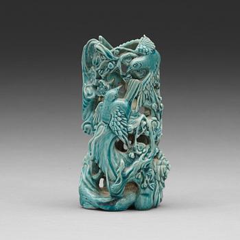 660. A Chinese biscuit brush pot, Qing dynasty, 19th Century.