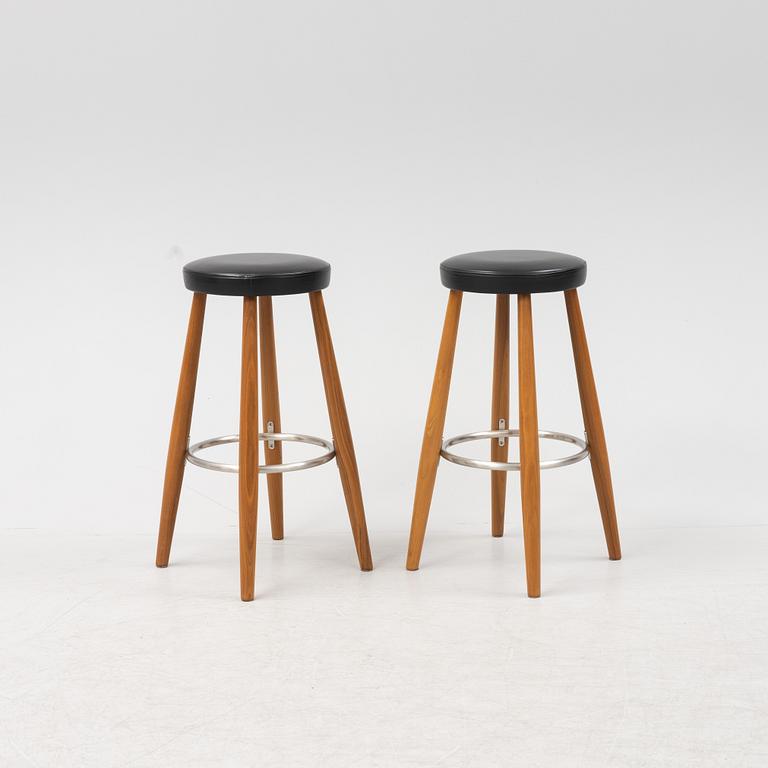 Hans J Wegner, a pair of bar stools, model 'CH58', Carl Hansen & Søner, Denmark.