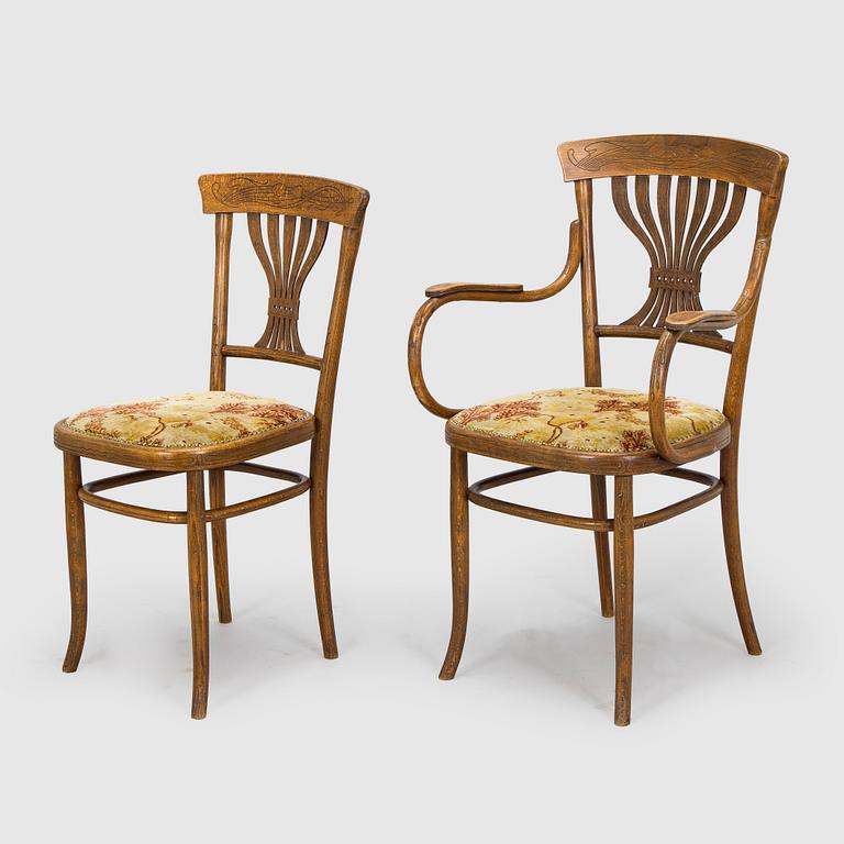 Early 20th century suite of furniture, 7 pieces, Fischer, Austria.