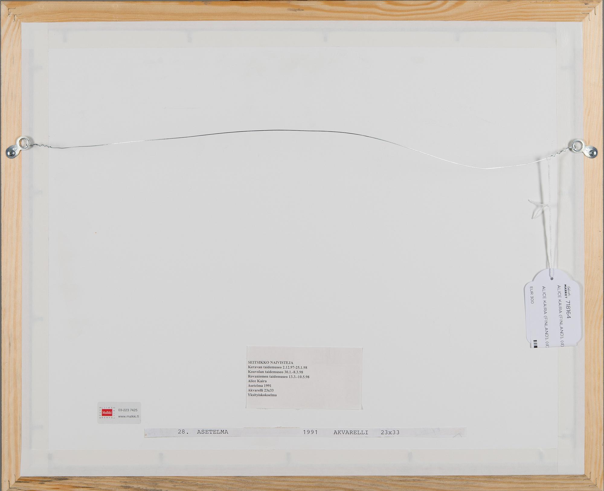 ALICE KAIRA, akvarell, signerad och daterad 1991.