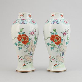 A pair of famille rose vases, Qing dynasty, Qianlong (1736-95).