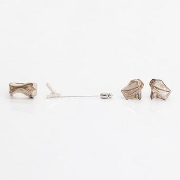 Lapponia, A sterling silver ring, a pair of earrings and a tie pin.