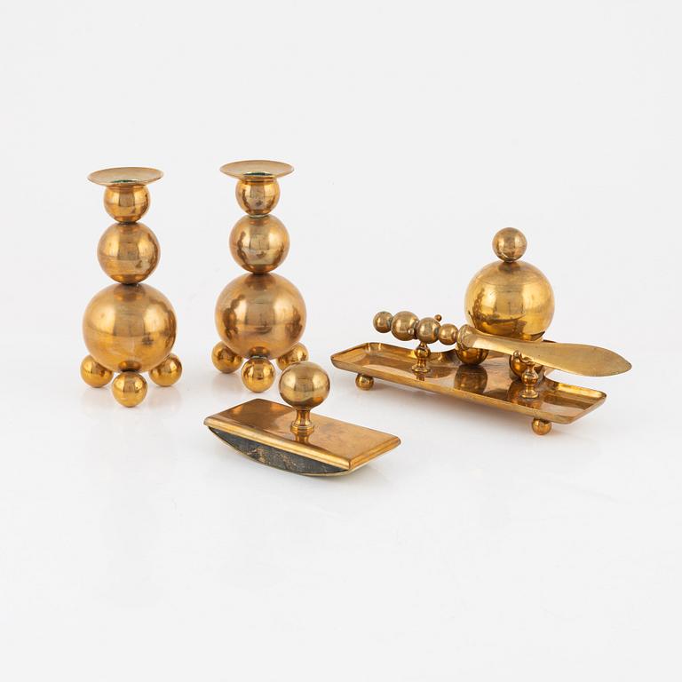 A brass five-piece inkstand suite from Gusum, 20th century.