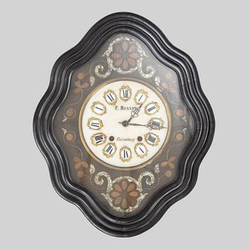 A French wall clock, F. Menant, Chateaubourg, late 19th Century.