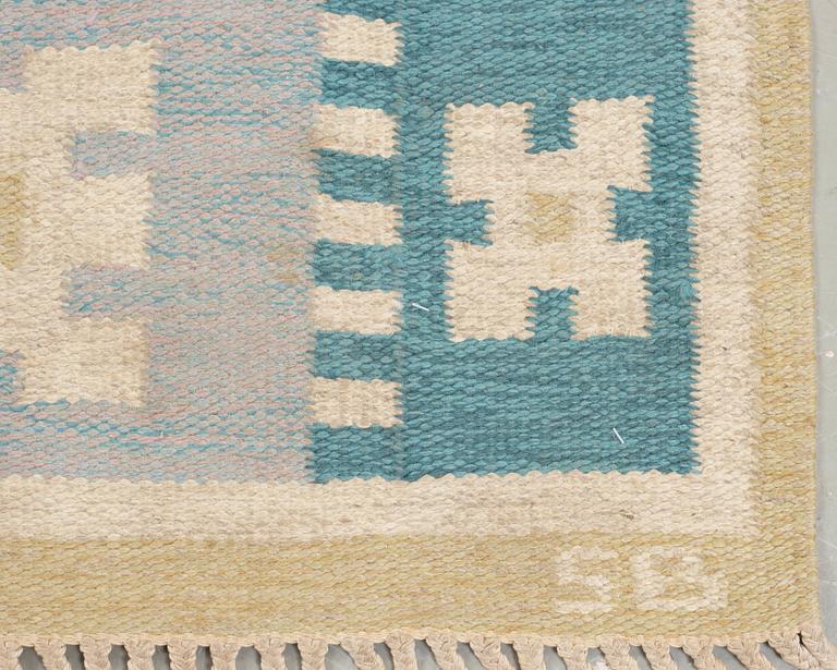RUG. "Vitsippa". Flat weave. 188,5 x 139,5 cm. Signed SB.
