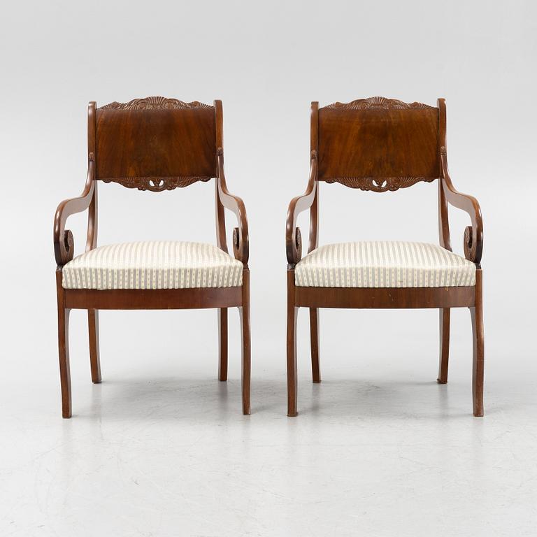 Stolar, ett par, empirestil, omkring år 1900.