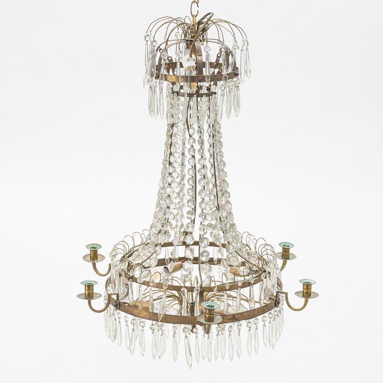 A Gustavian style chandelier, from around the year 1900.