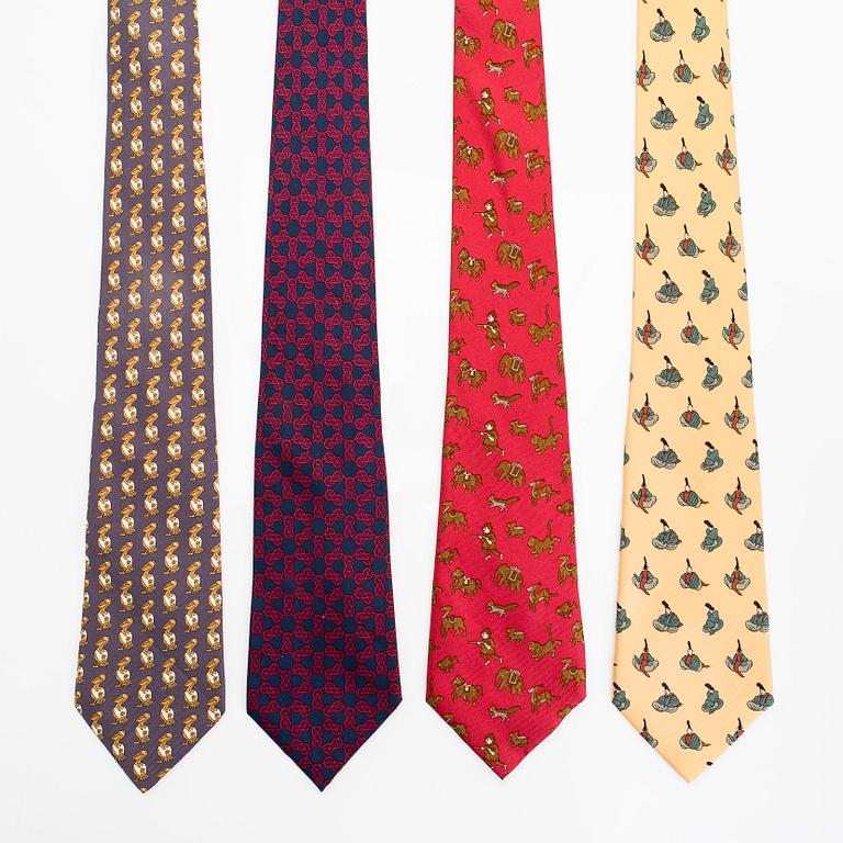 Hermès, slipsar, 4 st.