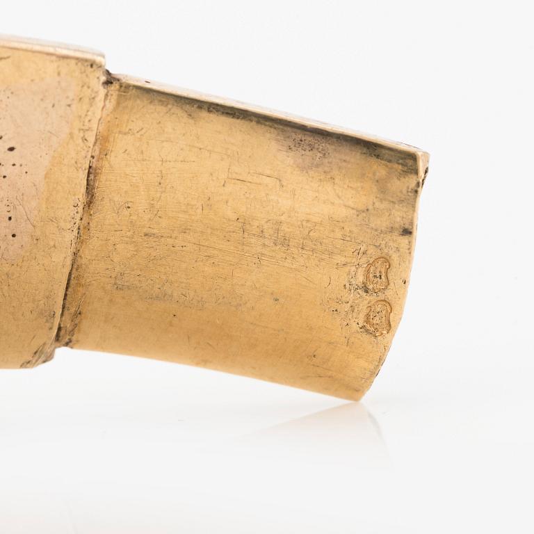 An 18K gold bracelet  with enamel details and old-cut diamonds, 19th century.