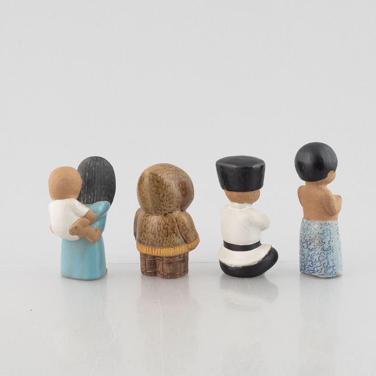 Lisa Larson, figuriner, 8 st, stengods, Gustavsberg, ur serien "All världens barn".