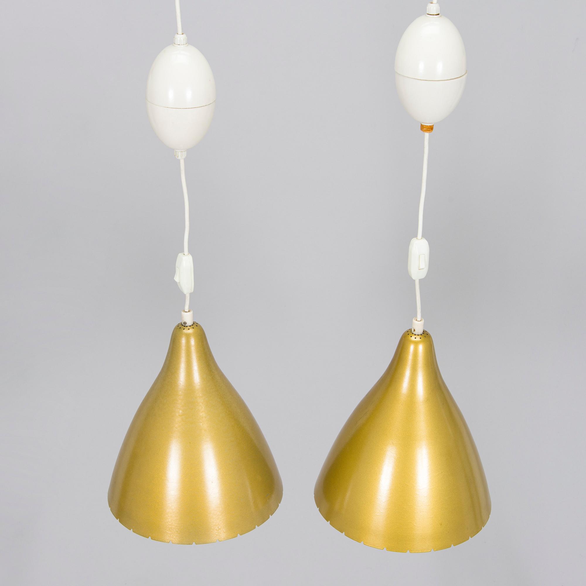 Lisa Johansson-Pape, taklampor, ett par, modell 1314, Stockmann Orno, 1900-talets mitt.