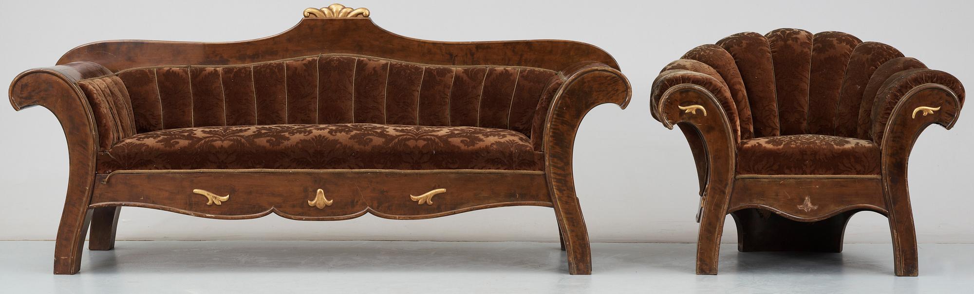 SOFFA samt FÅTÖLJ, 1920-tal.