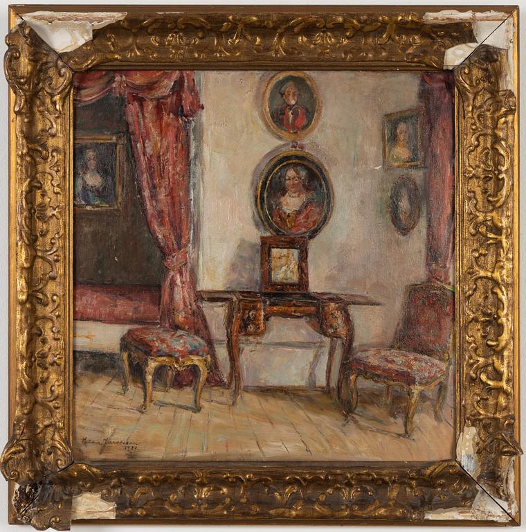 Elna Jacobsson, oil on panel, signed and dated 1929.