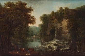 Pehr Emanuel Limnell, Park landscape with manor house/Pastoral landscape with waterfall.
