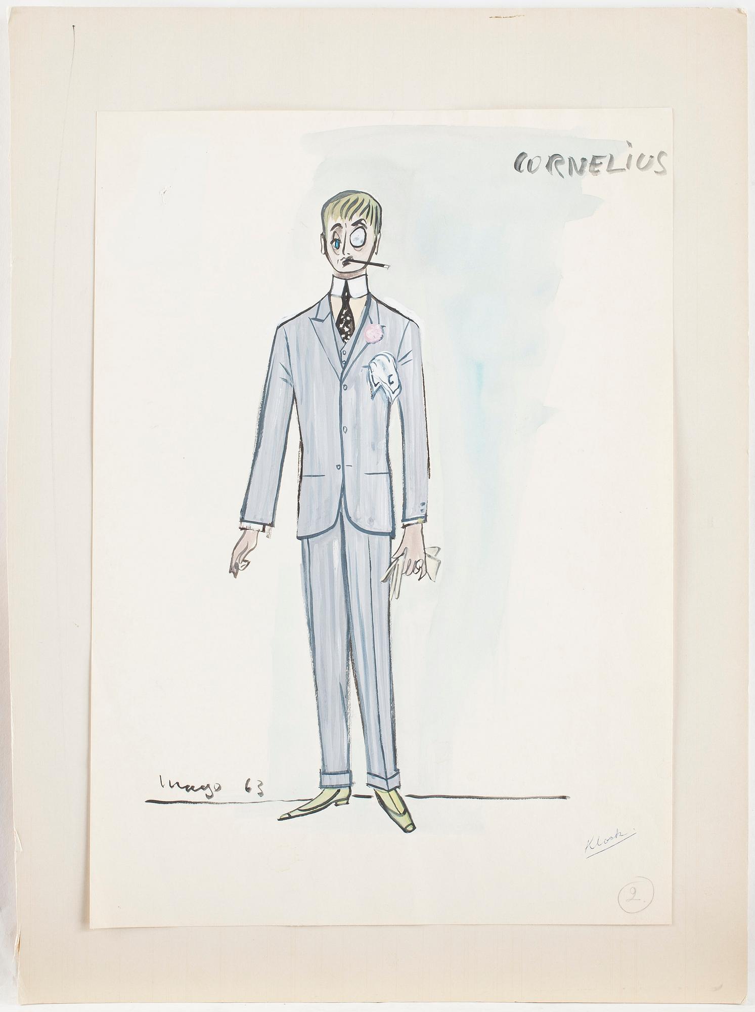 MAX GOLDSTEIN (MAGO), dräktskisser, teckningar, blyertsskisser, tygprover, ca 35 st, vissa daterade o signerade, 1963.