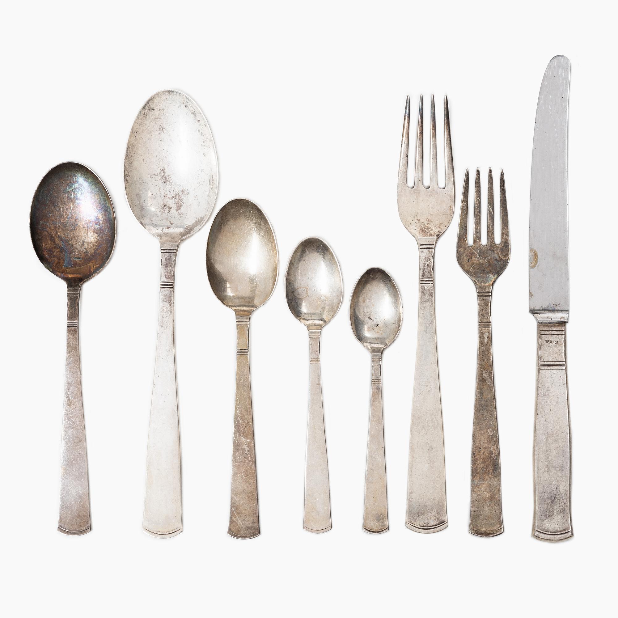 Bestickservis, 51 delar, silver, "Rosenholm", GAB, Stockholm, 1900-talets mitt.