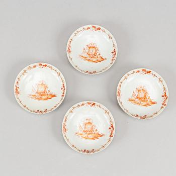 Nine orange and white export porcelain service, Qing dynasty, 18th-19th century.