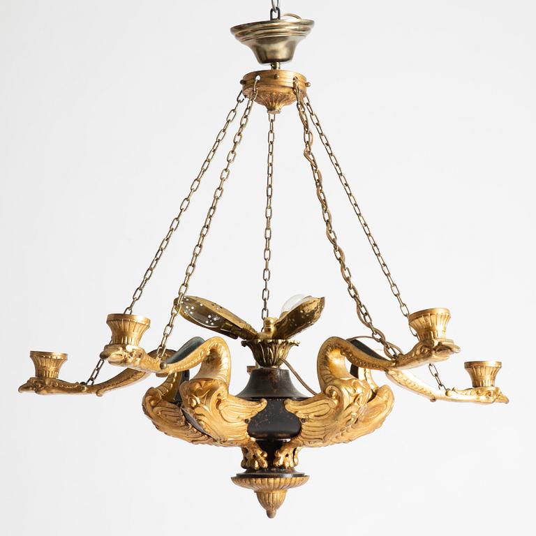 An Empire style chandelier, early 20th century.