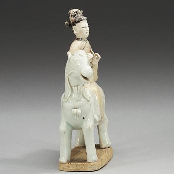 A blanc de Chine equestrian figure, Qing dynasty, 18th Century.