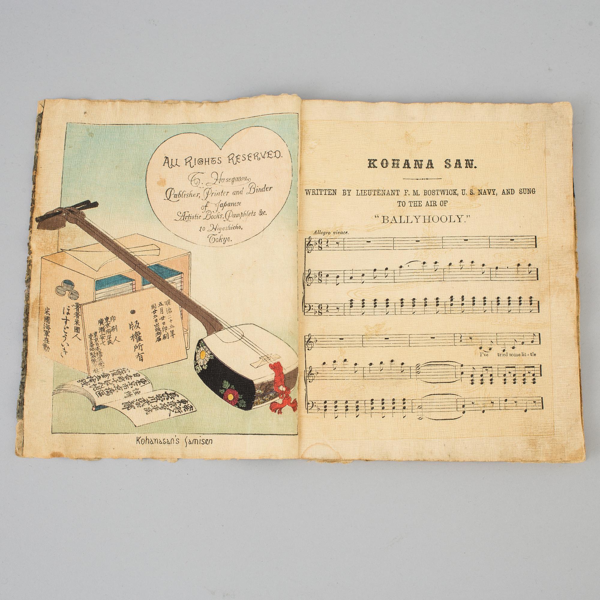 A book "Kohana San. Written by Lieutenant F. M. Bostwick, U.S. Navy, and sung to the air of  'Ballyhooly' ", Tokyo 1892.