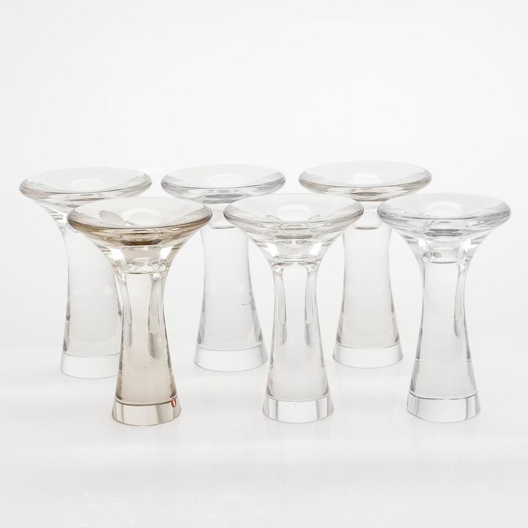 Tapio Wirkkala Kynttilänjalkoja 6 kpl, Iittala erilaisilla sign.,