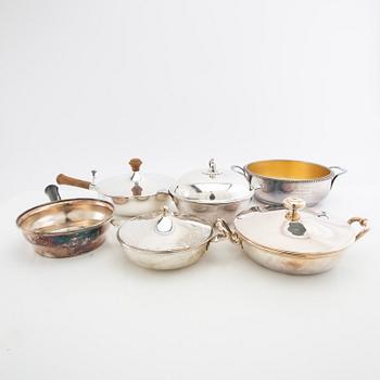 Serveringskarotter 6 st nysilver 1900-talets första hälft/mitt.