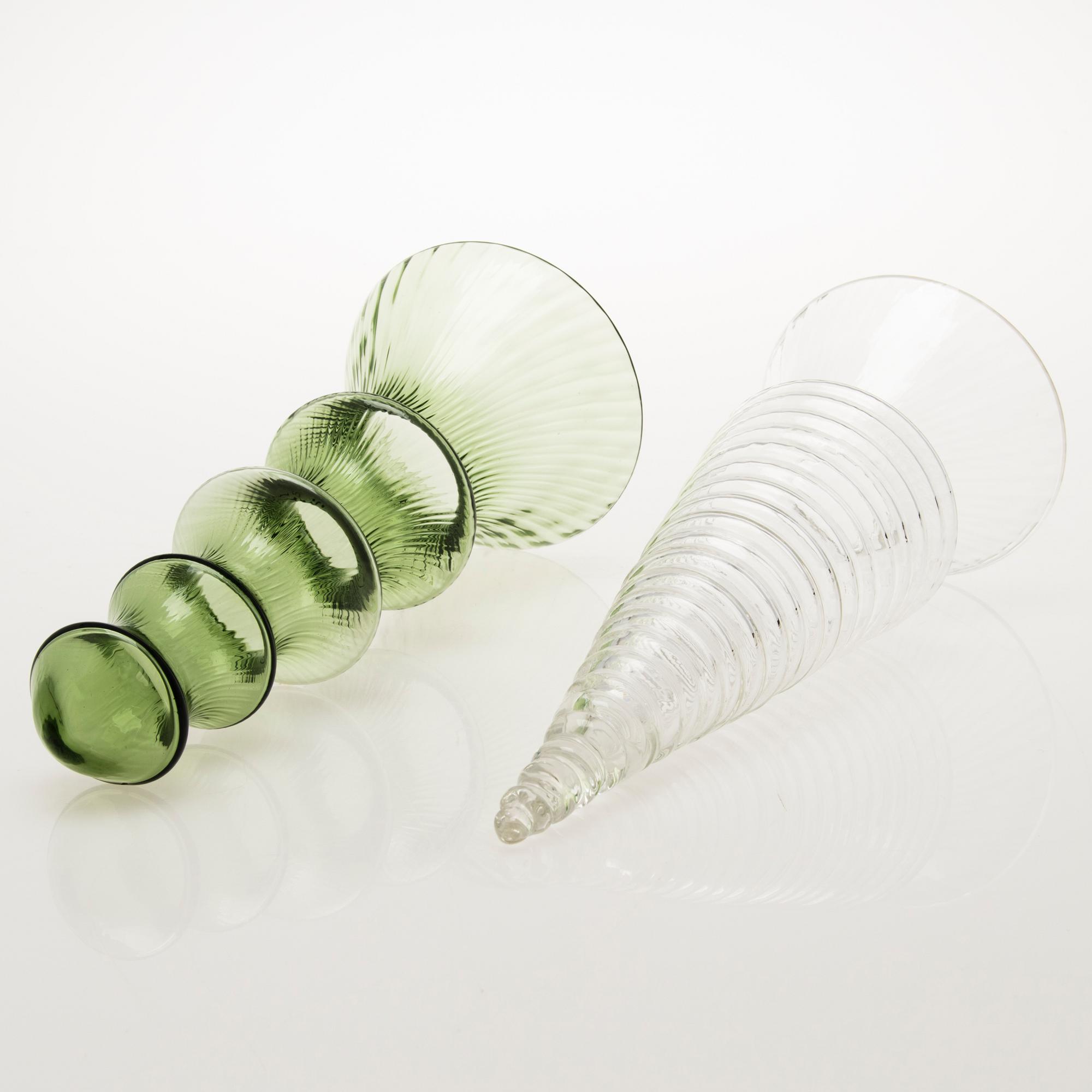 NANNY STILL Two Neptuna Glass Sculptures by Riihimäen Lasi Oy 1965-1966.