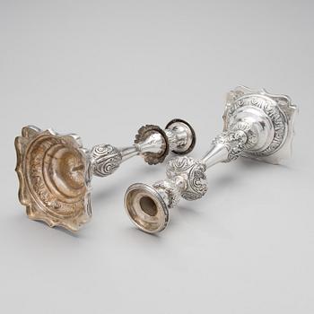 LJUSSTAKAR, ETT PAR, silver, Orgeev (Orhei) Russia, 1800-tal.
