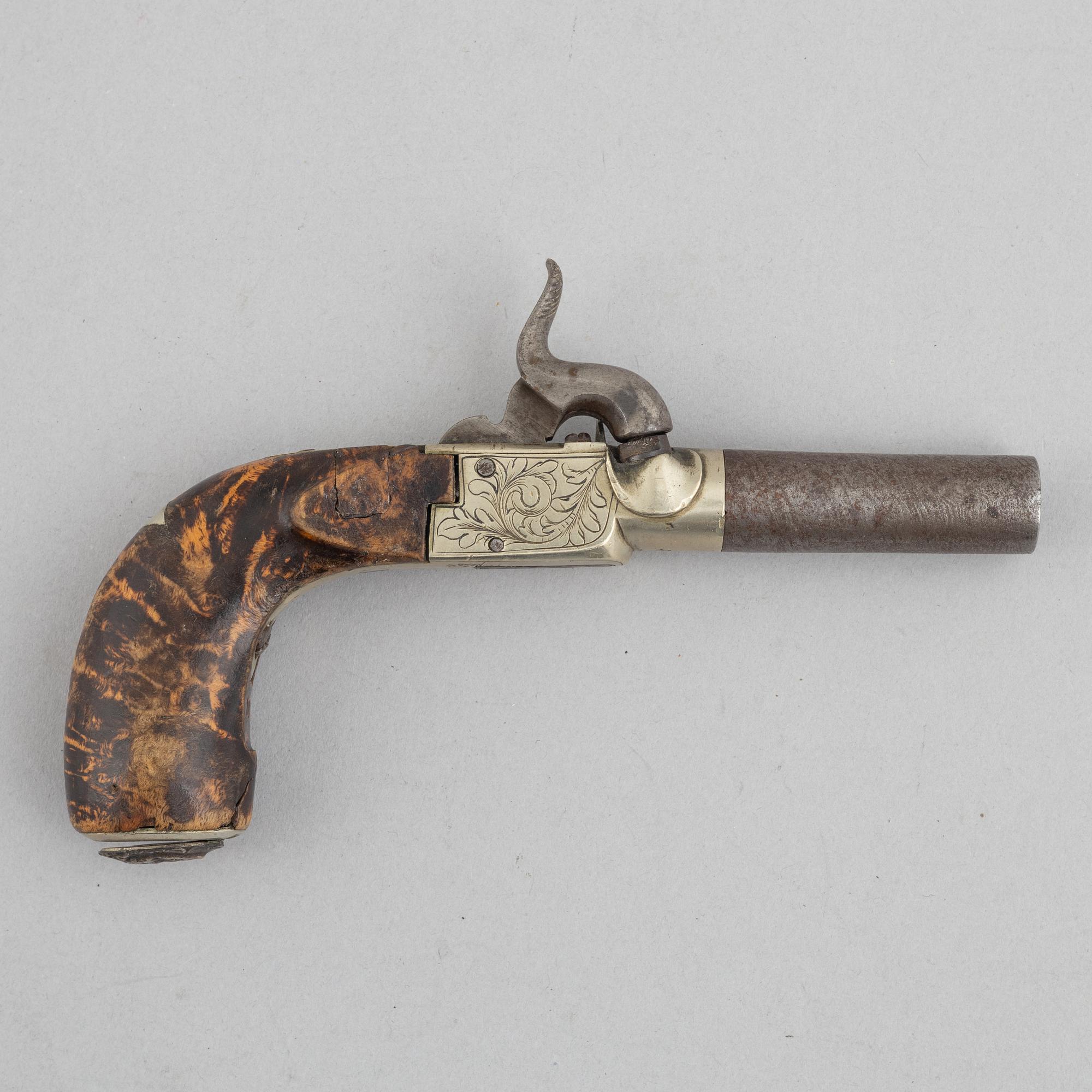 A Belgian, percussion pistol, mid-19th century.