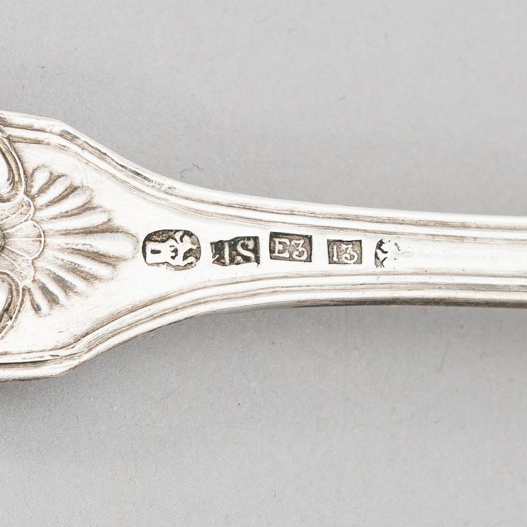Finnish, 19th-century silver dinner and teaspoons, ten pieces, Jakobstad 1862 and Helsinki 1883.