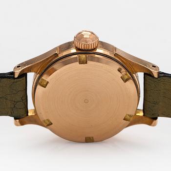 Omega, Seamaster, wristwatch, 22 mm, 18K gold, manual, plastic crystal.