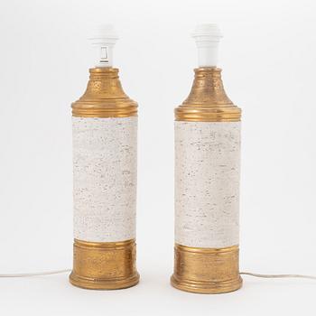 A pair of earthenware table lamps produced by Bitossi for Bergboms, 1070's.