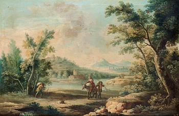 408. Pastoral landscape with figure staffage.