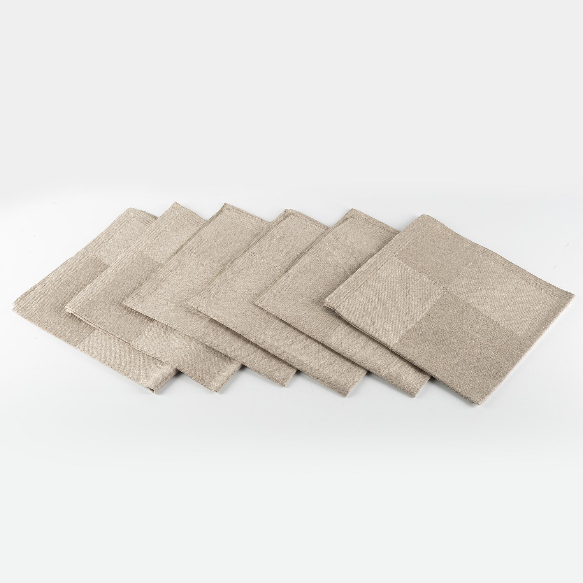 The Nobel tablecloth, a set of six napkins by Ingrid Dessau for Klässbol, Sweden.