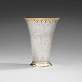 A Swedish 18th century parcel-gilt beaker, marks of Anders Lundman, Stockholm 1749.