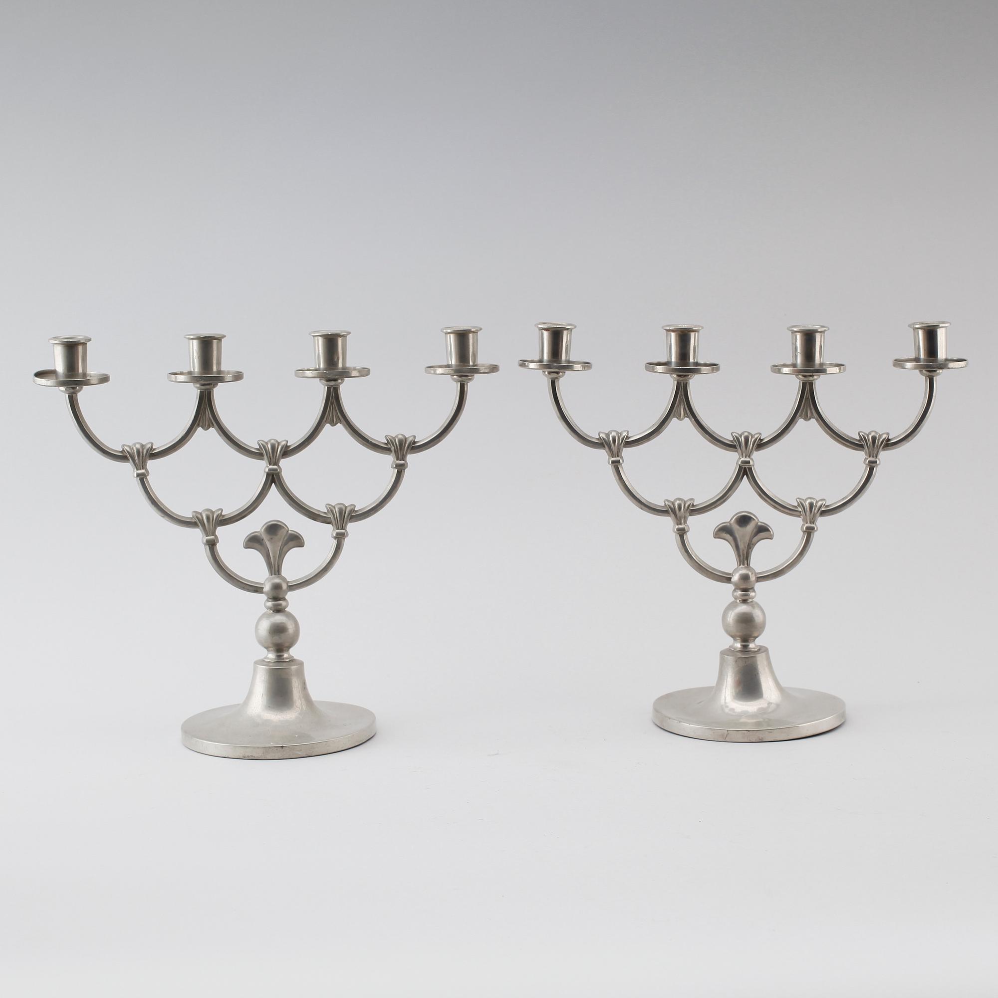 KANDELABRAR, 1 par, Cela, tenn, 1932.