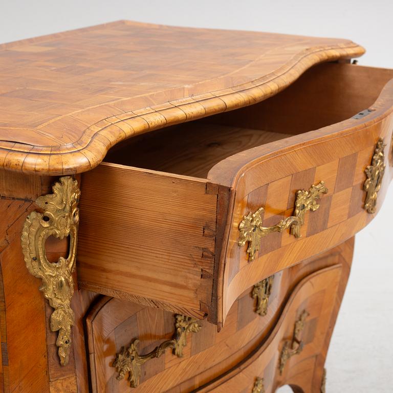 A Swedish rococo parquetry commode, later part 18th century.