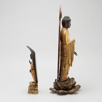 Two Japanese buddhas, Meiji period (1868-1912).