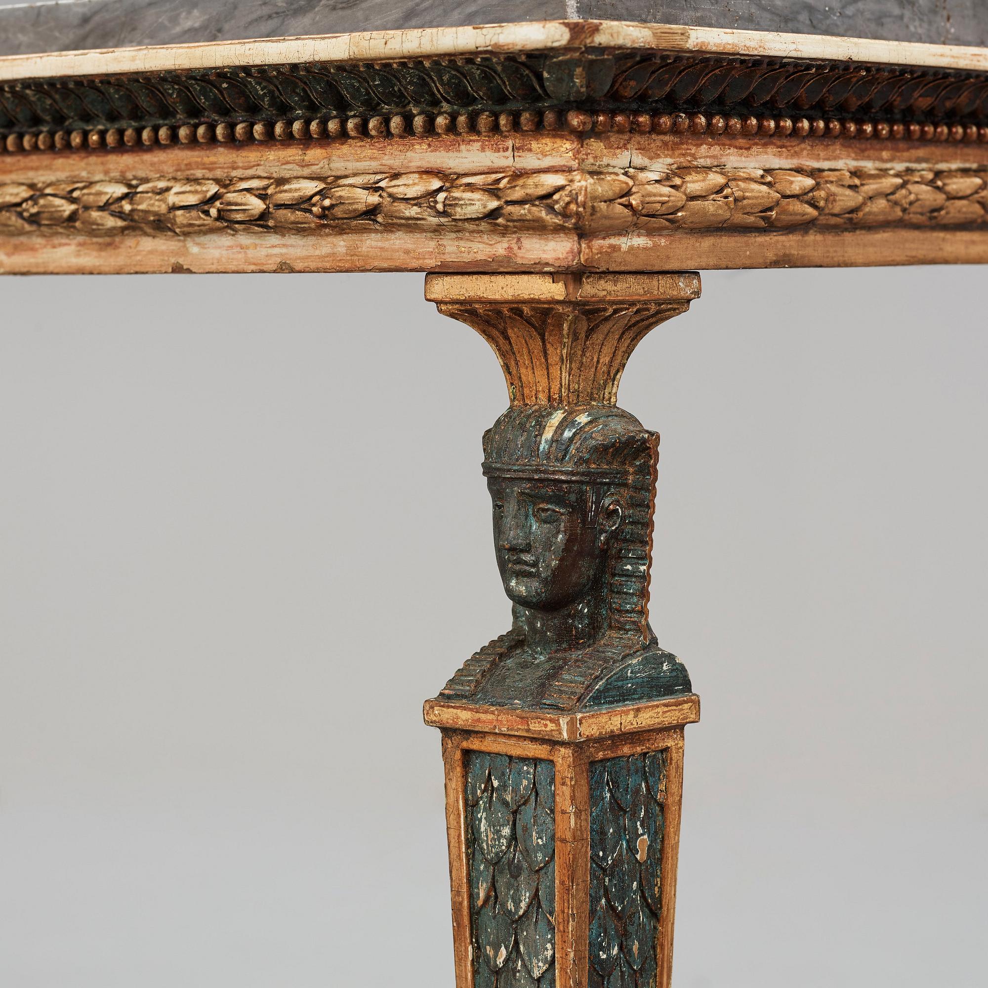 A late Gustavian console table, early 18th century.