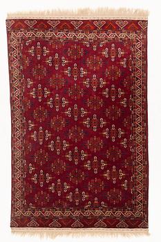An old Turkmenistan Youmoth rug, ac. 260 x 165 cm.
