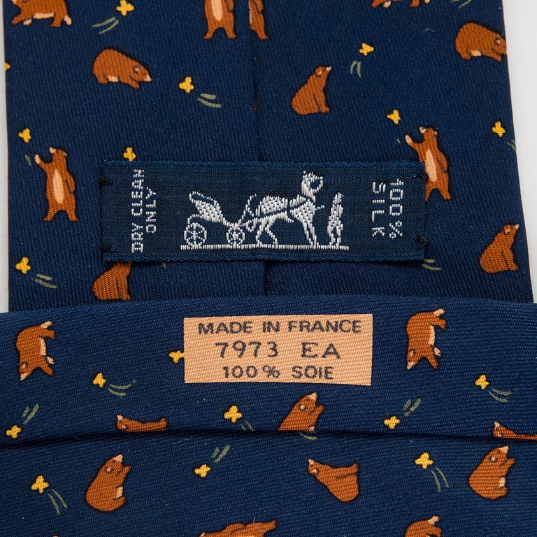 Hermès, three silk ties.