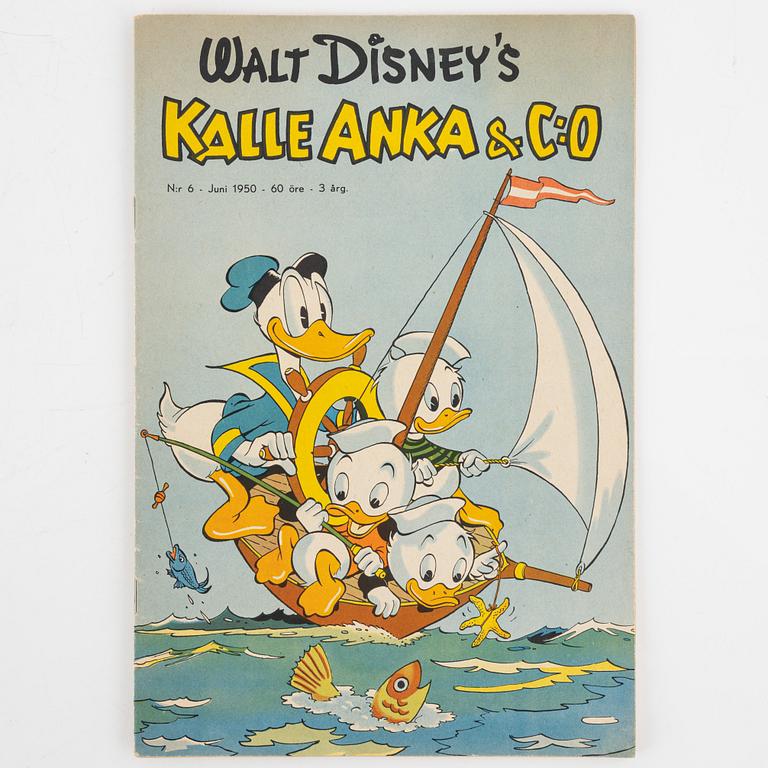 Serietidningar, "Kalle Anka & Co", 14 st, komplett årgång 1950.
